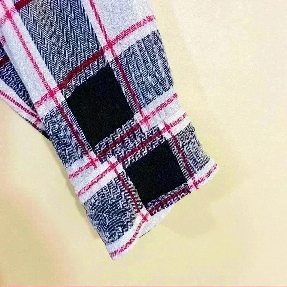 Talbots Snowflake Plaid Soft Button Down Rayon Li… - image 6